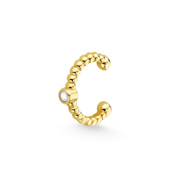 Nausznica złota w formie kuleczek z małą cyrkonią
