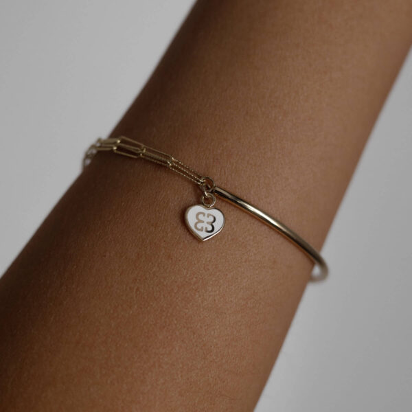 Bransoleta złota Gentile z wisiorkiem serce z białą emalią