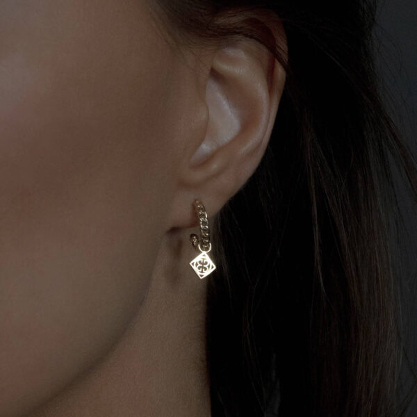 Kolczyki złote Soleil łańcuczkowy splot  z wisiorkiem