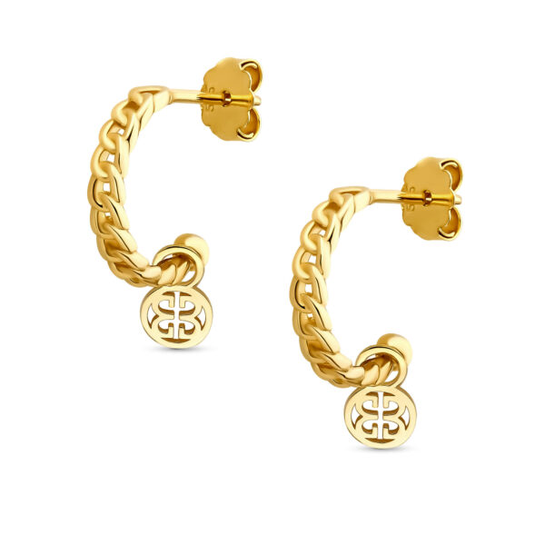 Złote kolczyki z wisiorkiem łańcuszkowy splot