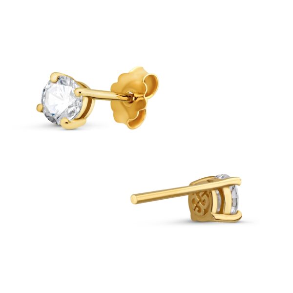 Złote koczyki z diamentem 0,15 CT na sztyft