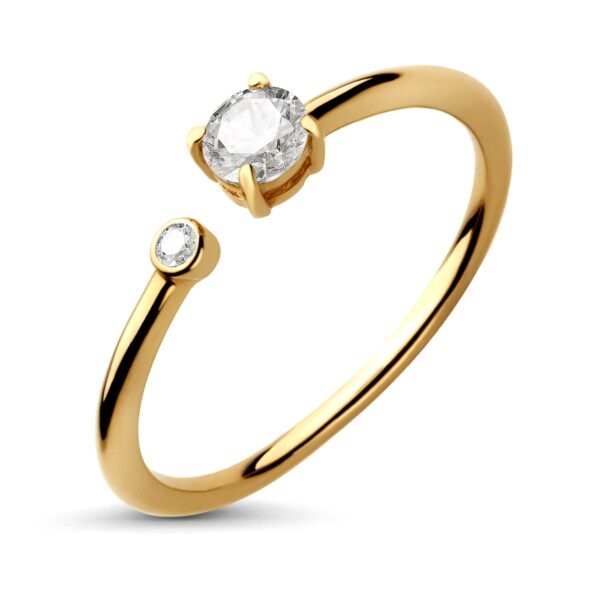 Złoty pierścionek z dwoma diamentami 0,28CT łącznie